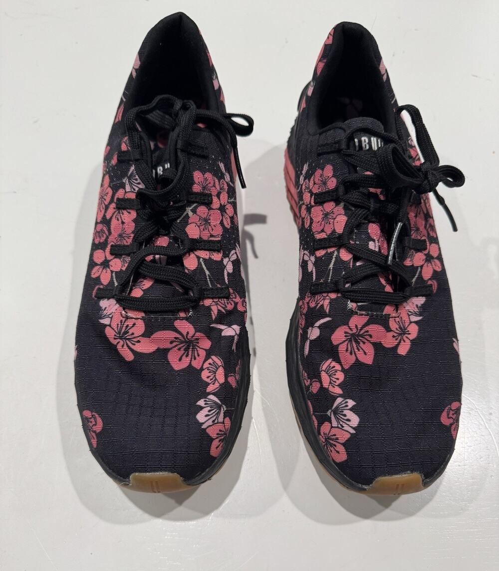 NOBULL Ripstop Running Training Shoes Black Pink Floral Women's 11 Athletic Shoe